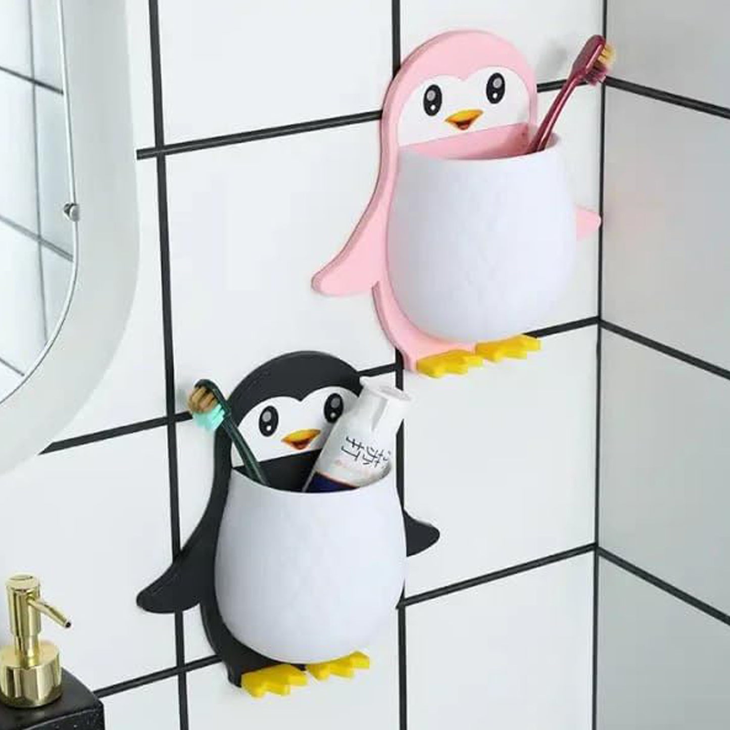 Penguin Storage Box Adhesive Plastic Wall Mount