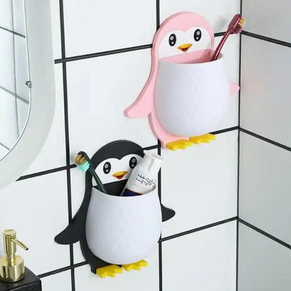 Penguin Storage Box Adhesive Plastic Wall Mount