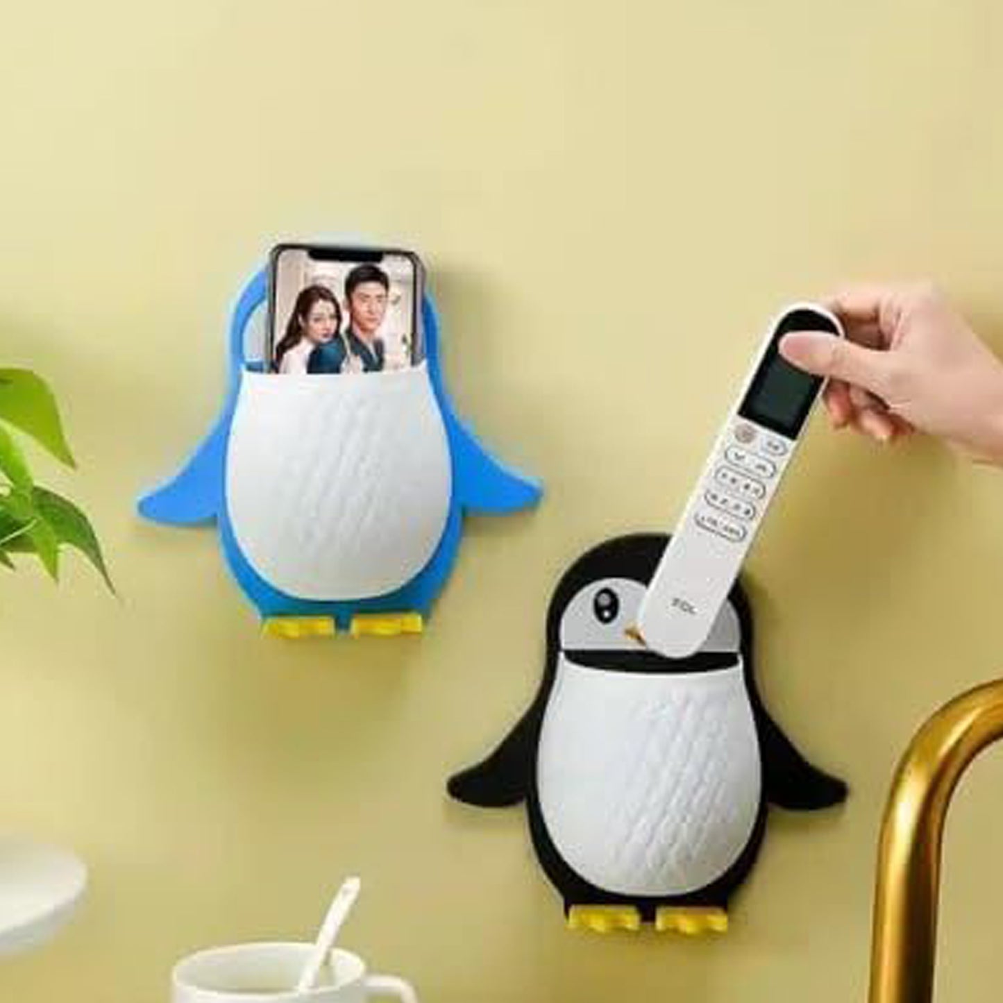 Penguin Storage Box Adhesive Plastic Wall Mount